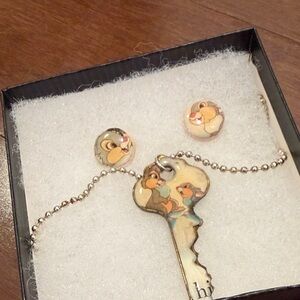 Disney Bambi’s Thumper Necklace Charm and Earrings Set - Cream and Tan